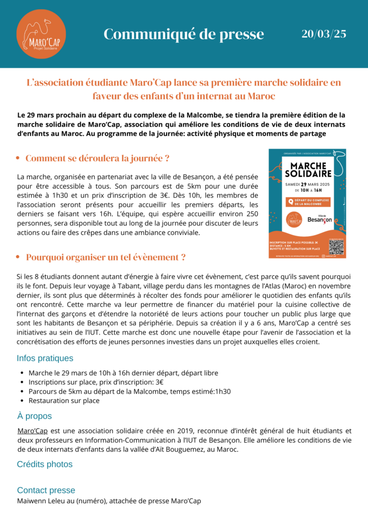 communiqué de presse pour les relations presse